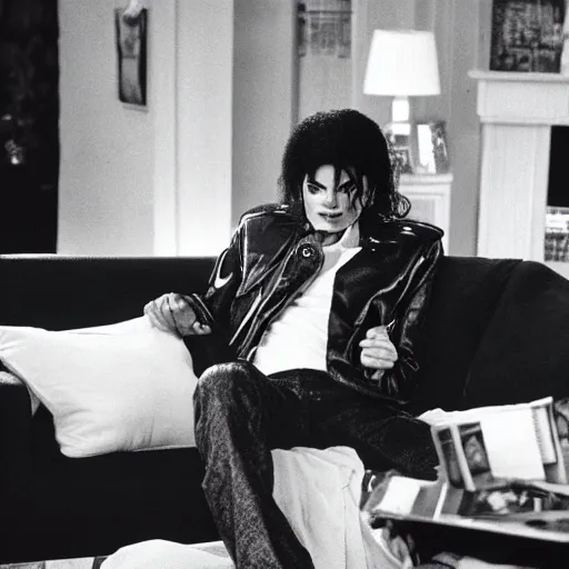 Image similar to michael jackson on a couch