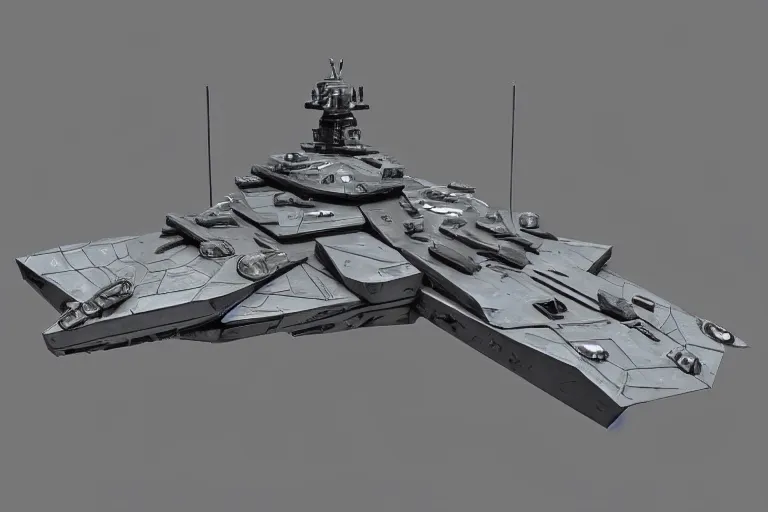 Prompt: concept art of a futuristic military battleship, in gunmetal grey, extremely symmetrical, blueprint schematics, top down view, bottom view, side view, mecha inspired, macross, battlestar galactica, robotic, highly detailed, artstation, pinterest, super realistic, hard surface model, autodesk maya, octane render