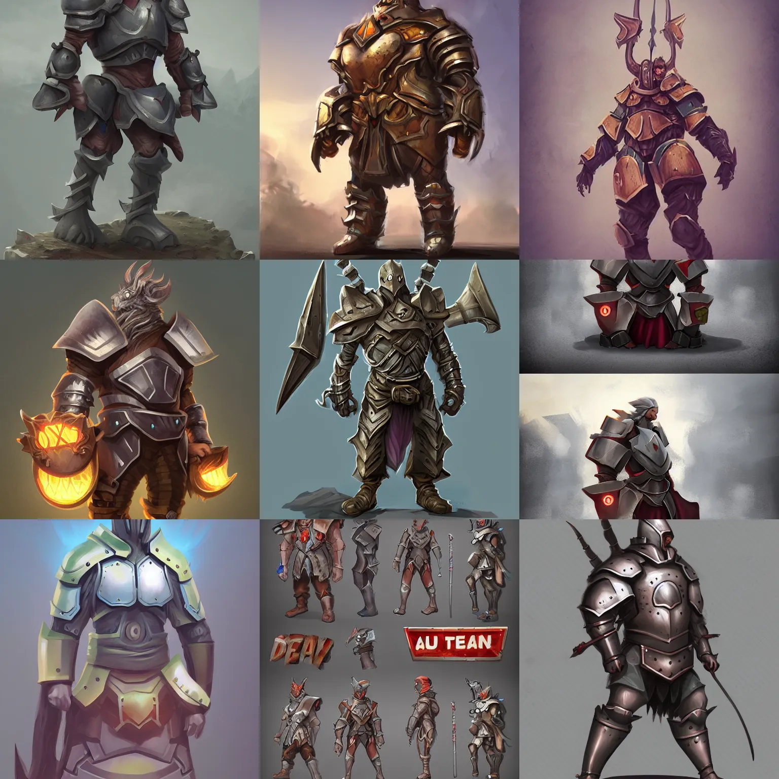 Prompt: giant road sign armor champion, d & d, character design concept art trending on artstation