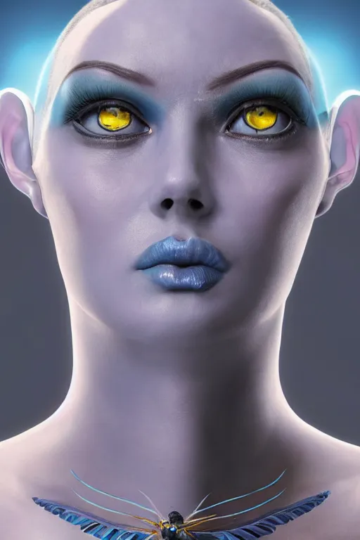 beautiful studio portrait of an elegant blue alien | Stable Diffusion ...