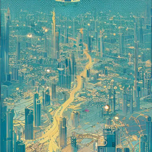 Image similar to gta : dubai, by victo ngai