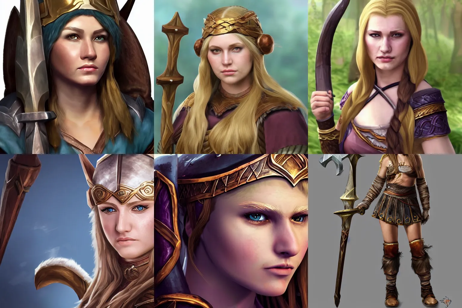 Prompt: Realistic recreation of a female viking from the XVI century as a League of Legends characte, realism, perfect face