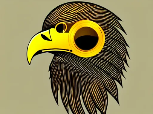 Image similar to Portrait of eagle, steampunk, gold, colorful, illustration, highly detailed, simple, smooth and clean vector curves, no jagged lines, vector art , smooth