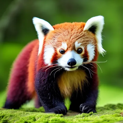 Prompt: Photo of cute Red Panda stuffed toy, peaceful atmosphere, precise, mid-shot, perfect light, bokeh, indoor, green background, highly detailed, 4k