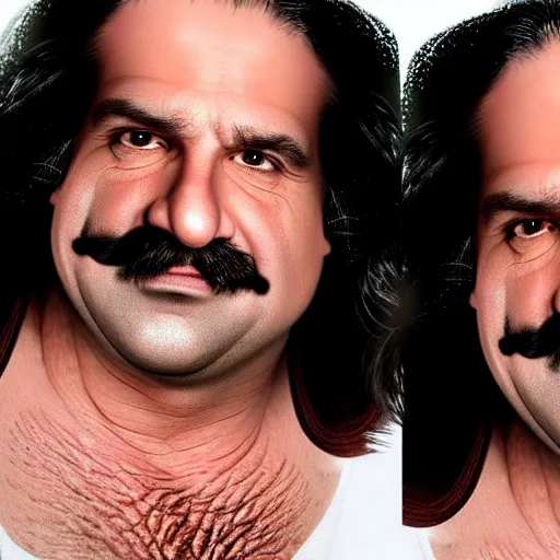 Image similar to Hansi Hinterseer and Ron Jeremy face morph, close up, ultra detailed, 4K