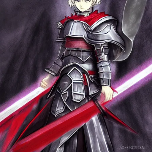 Image similar to Mordred of the Crimson Lightning, Knight of Treachery, Concept art by Konoe Ototsugu