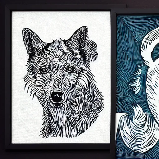 Image similar to a graph style animals, linocut art, retrowave, synthwave, famous art,