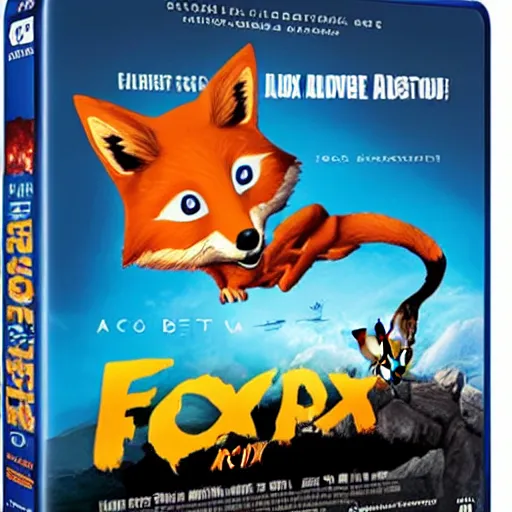 Image similar to blu-ray movie box cover for an action movie featuring an anthropomorphic fox dressed in adventure clothing