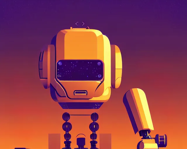 Image similar to mechanical robot inspired by phillipe stark, art by mike winkelmann, golden hour, illustration, highly detailed, simple, smooth and clean vector curves, no jagged lines, vector art, smooth, artstation