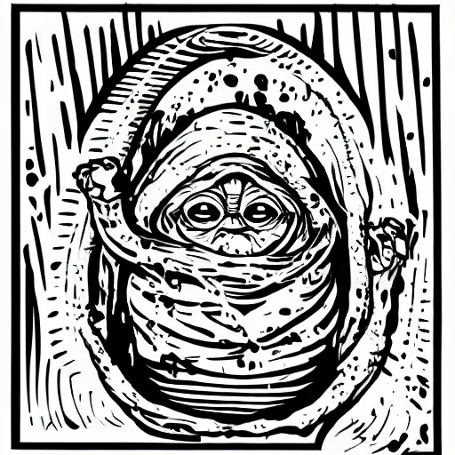 Prompt: pop - wonder - nft alien - meat half - tone - art of a yoda the jedi wading through the goopy - muck and slithering about the castle side delights on a melted cheesy day in a hand - drawn vector, svg, cult - classic - comic - style