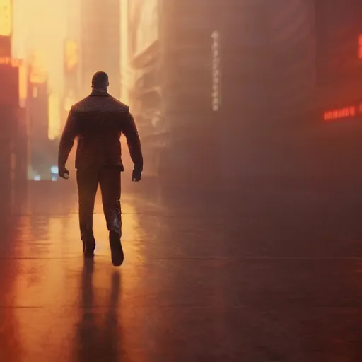 Image similar to epic cinematic film still of dwayne johnson in blade runner 2 0 4 9, intricate artwork by tooth wu and wlop and beeple, octane render, hyper realism, 8 k