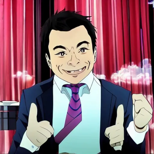 Prompt: jimmy fallon as an anime character