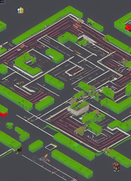 Prompt: project zomboid super glitch, isometric view, out numbered