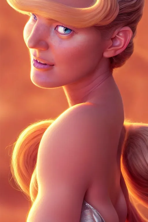 Prompt: polished sweaty princess peach : : gisele bundchen face : : kate upton body : : weta disney pixar movie still photo : : hi - fructose, sci fi, fantasy, decadent highly - detailed digital painting, golden ratio, octane render, artstation, smooth, sharp focus, artgerm, mucha, loish, wlop : :