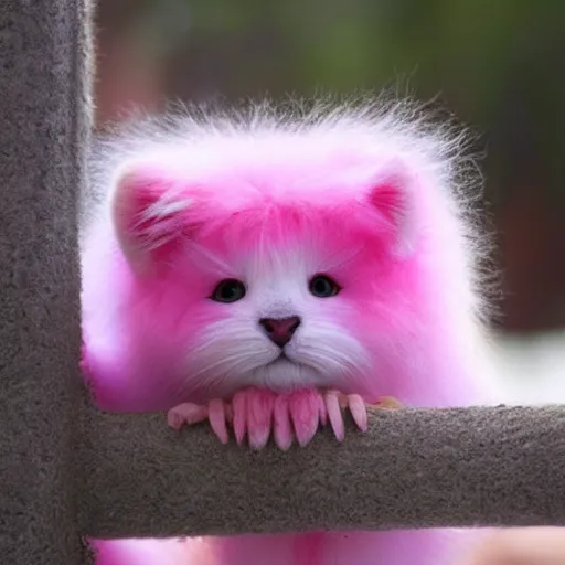 Image similar to fuzzy cute pink furry wide-bright eyed adorable creature