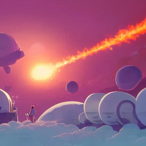 Image similar to baby harp seals astronauts firing flamethrowers at giant tentacle alien monsters on a pink and orange planet, clouds, mist, atey ghailan, goro fujita, studio ghibli, rim light, stark lighting, clear focus, very coherent,