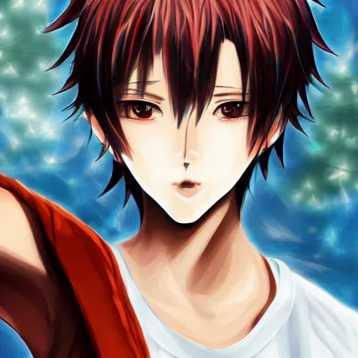 Image similar to anime male character called dynty 2 painted in anime style, detailed