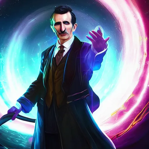 Image similar to Nikola Tesla in the Arcane, riot, league of legends, studio shot, movie, netflix, full hd