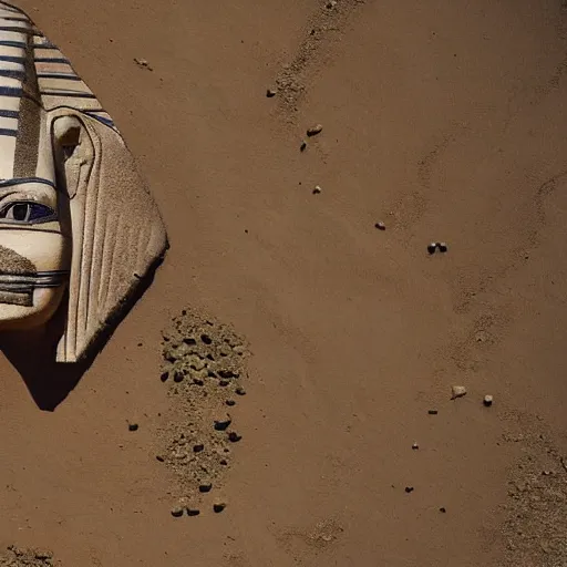 Prompt: an scene of a beautiful intricate sphynx of egypt, cinematic lighting, bird's - eye view