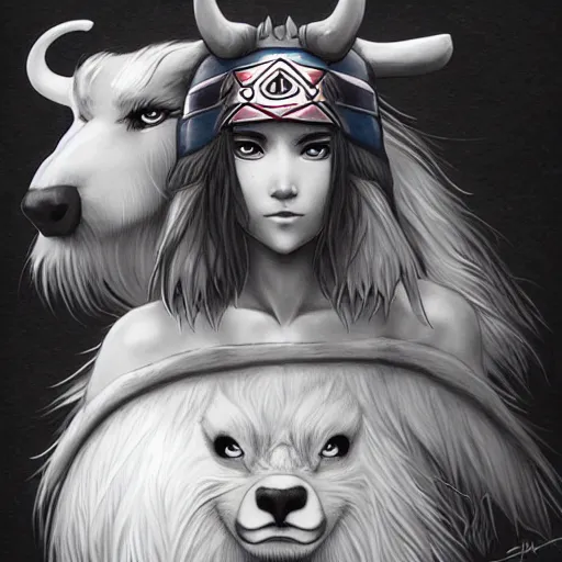 Image similar to princess mononoke by artgerm