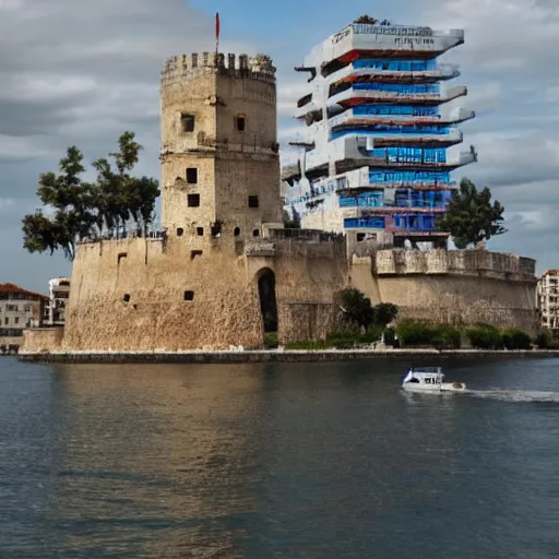 Image similar to cyberpunk torre del oro