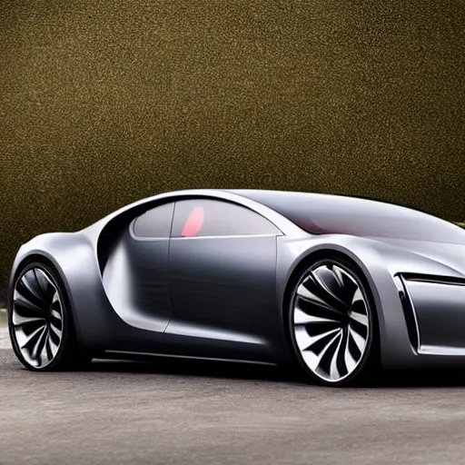 Prompt: a new concept car by tesla and bugatti