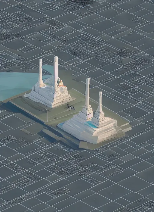 Image similar to lenin's monument isometric aerial by beeple, wlop, unreal engine 5, lumen, nanite