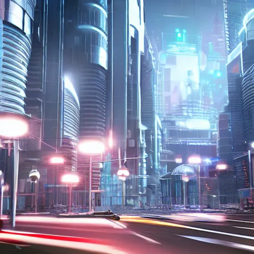 Image similar to futuristic city busy road, year 2 1 0 0, octane render