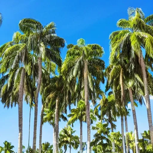 Image similar to corkscrew palm trees, detached trunks floating floating floating in blue sky, random positions floating, flying so we can see the whole trees