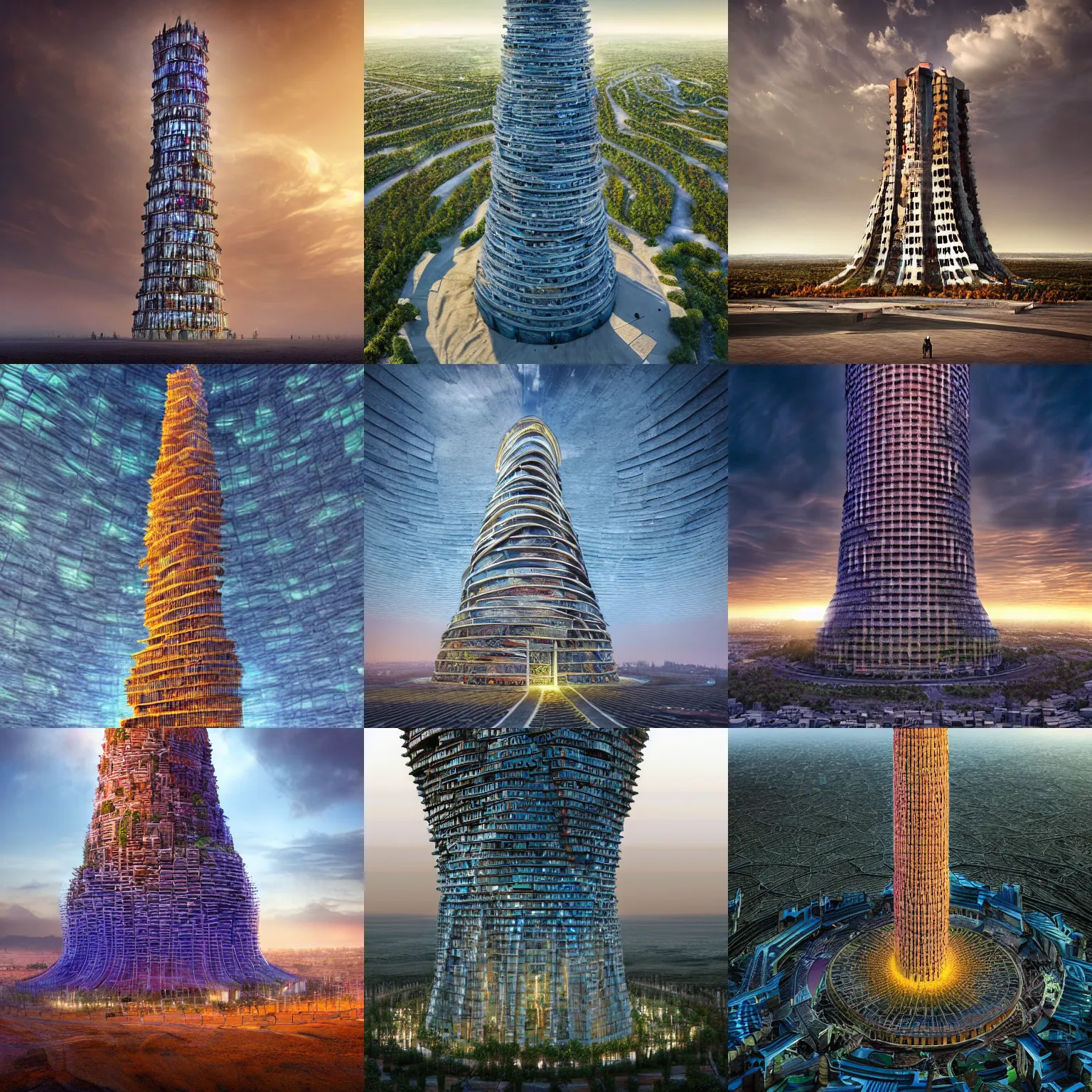 Prompt: the tower of desolation, by vincent callebaut, by adam martinakis, by filip hodas, octane render, beautiful lighting