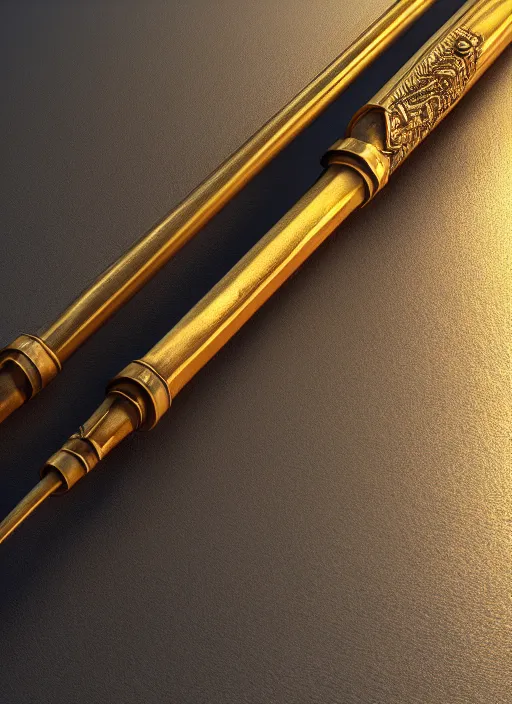 Image similar to a golden bo staff, Unreal 5, DAZ, hyperrealistic, octane render, RPG portrait, dynamic lighting