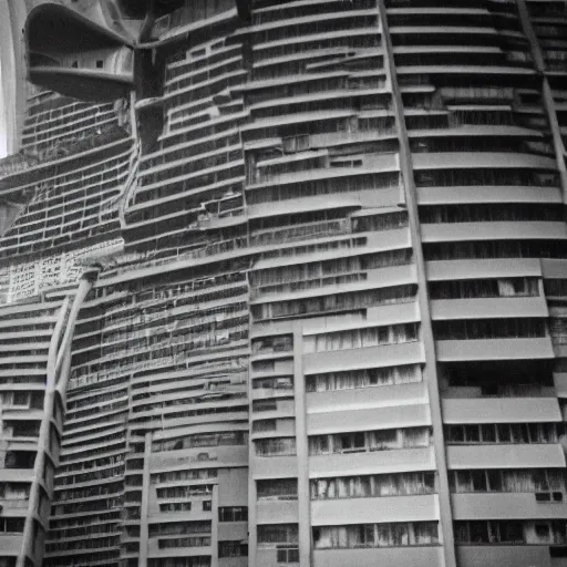 Image similar to brutalist Singapore, depth of field, grainy, retrofuturism