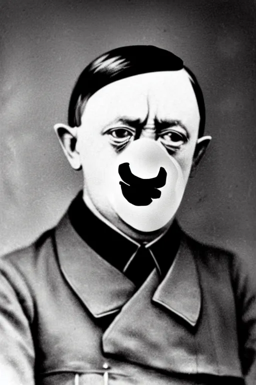 Image similar to hitler with pig nose on his face historical photo in color