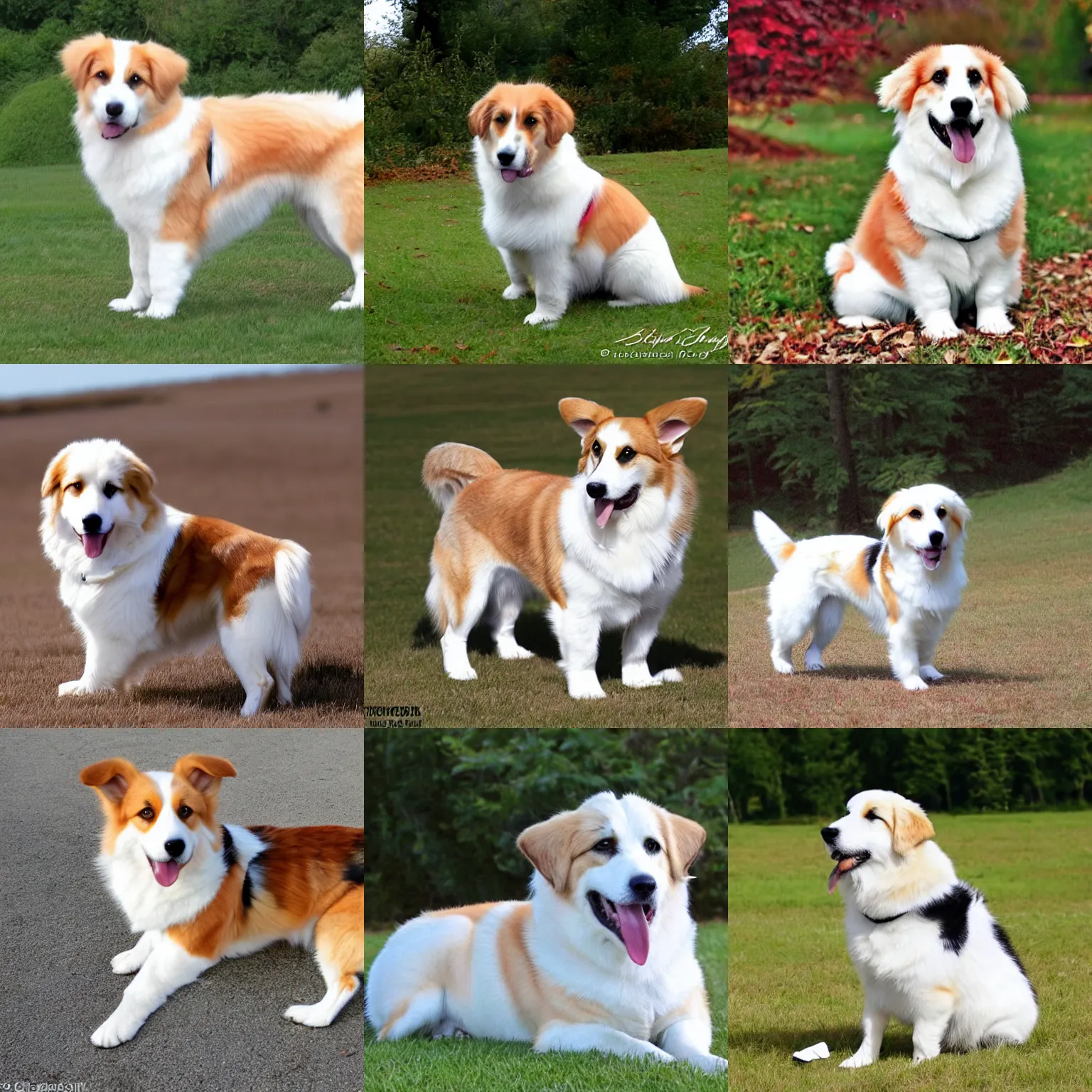 Prompt: corgi foxhound great pyrenees dog, short hair