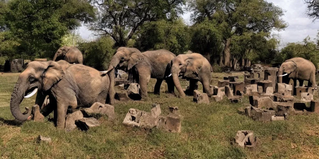 Prompt: a haunted Elephant grave yard