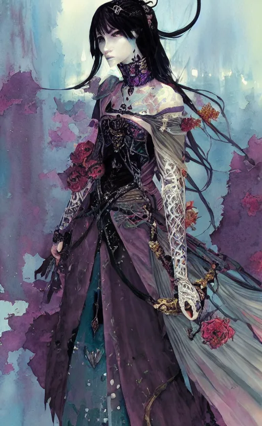 Image similar to imperial princess knight ( ( ( gothic ) ) ) girl. intricate, centered, amazing composition, colorful watercolor, by ruan jia, by marc simonetti, by hikari shimoda, by robert hubert, by zhang kechun, illustration