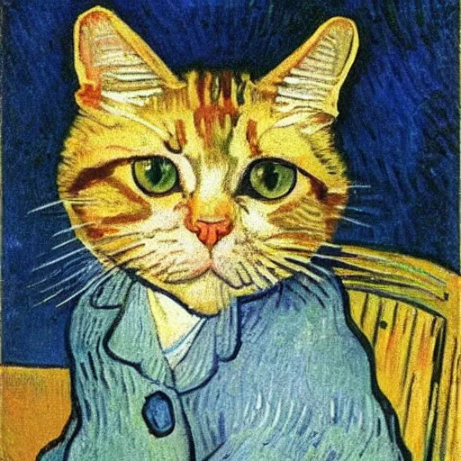 Image similar to a cat by van gogh