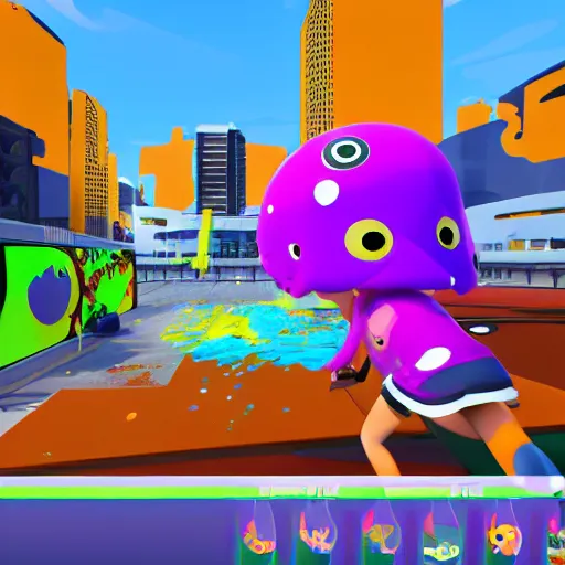 Image similar to Splatoon as a Fall Guys game, in game screenshot, realistic game engine