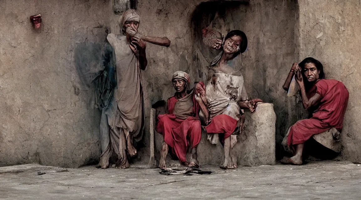 Prompt: red pill photograpy taked by Steve McCurry