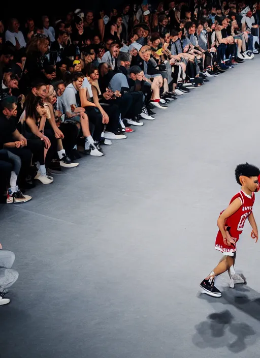 Image similar to hyperrealistic and heavy detailed air jordan runway show of bart simpson, leica sl 2 5 0 mm, vivid color, high quality, high textured, real life