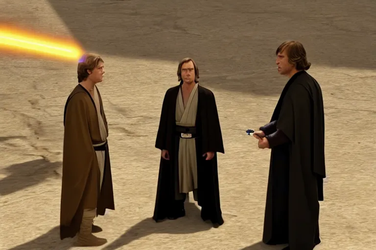 Image similar to a jedi master anakin skywalker is defended in star wars senate by saul goodman also known as jimmy mcgill, star wars revenge of the sith, better call saul, 1 0 8 0 p, court session images