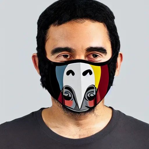 Image similar to mf doom mask facing forwards anime style studio ghibli