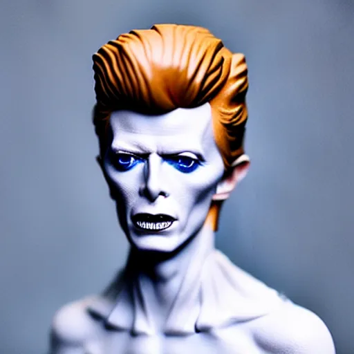 Image similar to a porcelain figurine of david bowie, product shot