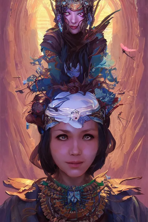 Image similar to shamanic priestess sumara by artgerm, tooth wu, dan mumford, beeple, wlop, rossdraws, james jean, marc simonetti, artstation giuseppe dangelico pino and michael garmash and rob rey and greg manchess and huang guangjian and makoto shinkai