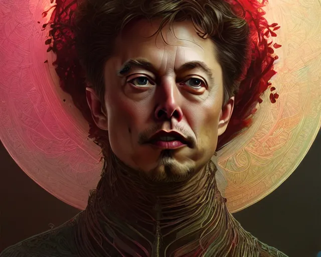 Image similar to elon musk as a beets, deep focus, d & d, fantasy, intricate, elegant, highly detailed, digital painting, artstation, concept art, matte, sharp, illustration, art by artgerm and greg rutkowski and alphonse mucha