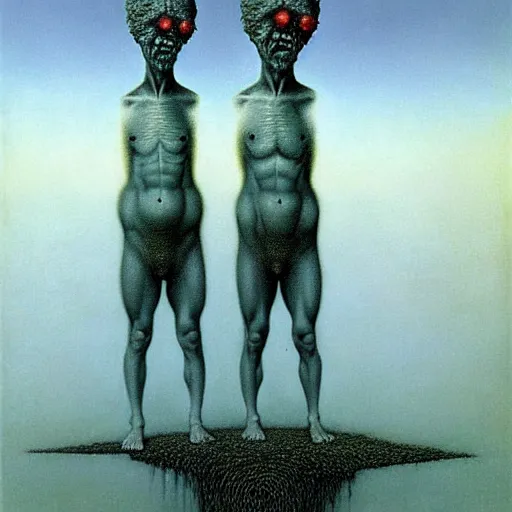 Image similar to tim and eric, by zdzisław beksinski, surreal, horror