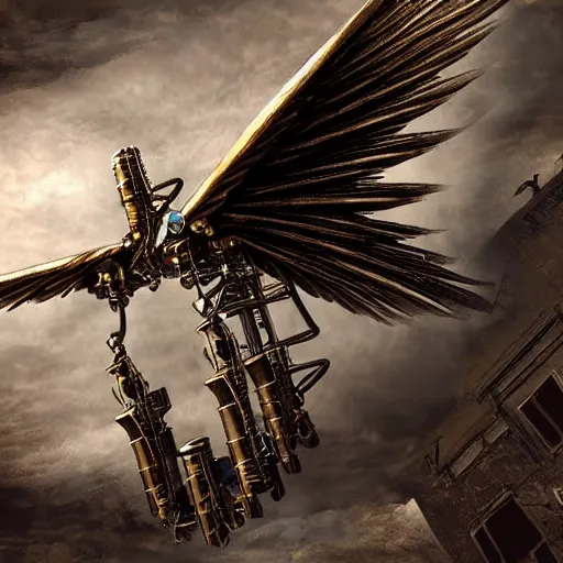 Image similar to mechanical wings of Icarus, steampunk style, ultrarealistic, HD, digital art