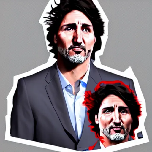 Prompt: justin trudeau as a borderlands psycho cel-shaded and unreal engine