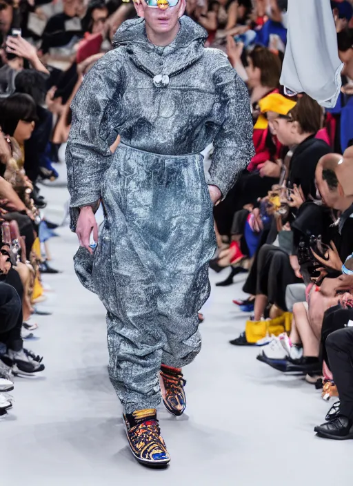 Image similar to hyperrealistic and heavy detailed balenciaga runway show of dragon ball z, leica sl 2 5 0 mm, vivid color, high quality, high textured, real life