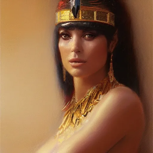 Image similar to a beautiful portrait cleopatra, by gaston bussiere, craig mullins, 8 k